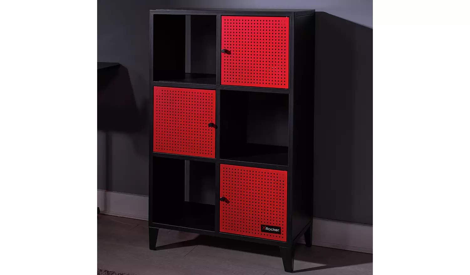 X Rocker Mesh-Tek Tall 6 Cube Storage Unit - Red and Black