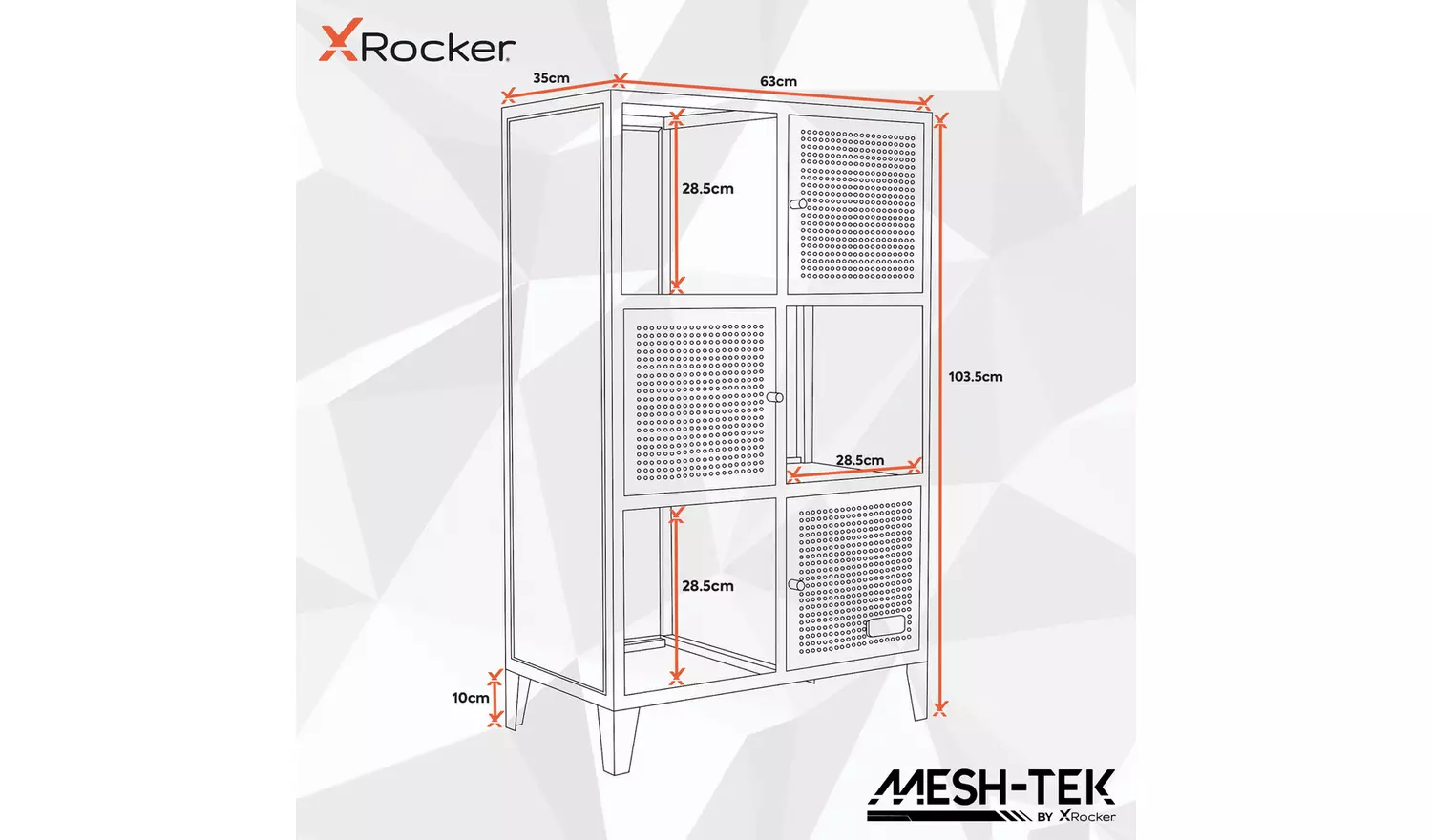 X Rocker Mesh-Tek Tall 6 Cube Storage Unit - Red and Black
