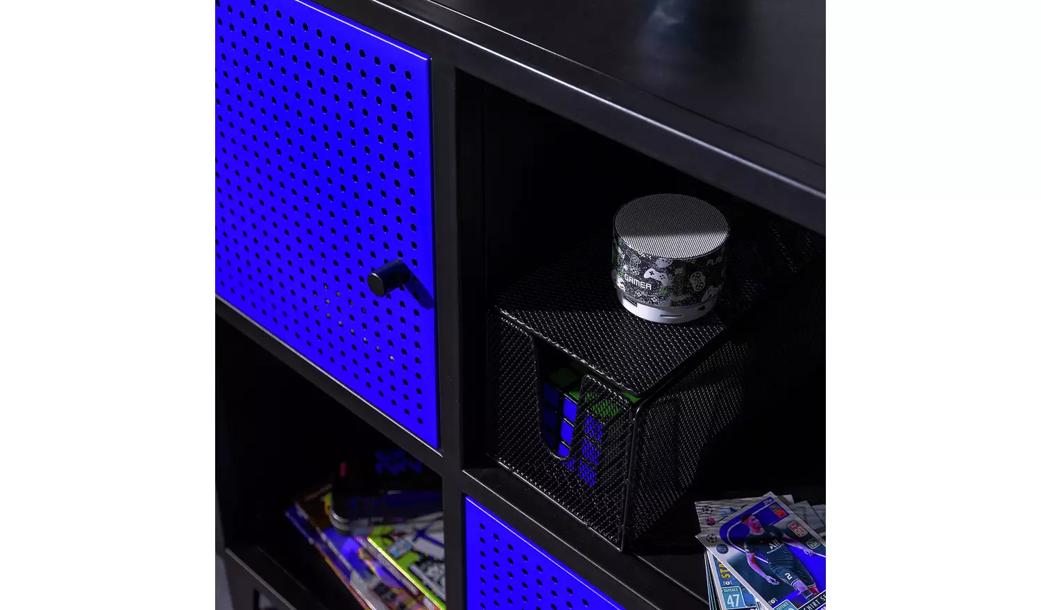 X Rocker Mesh-Tek Square 4 Cube Storage Unit- Blue and Black