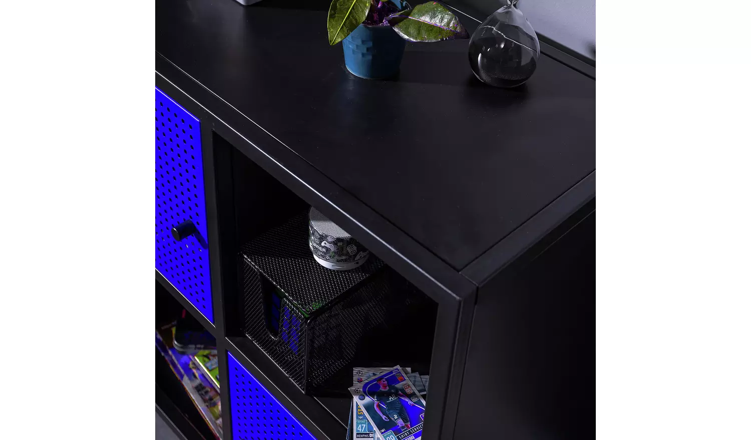 X Rocker Mesh-Tek Square 4 Cube Storage Unit- Blue and Black