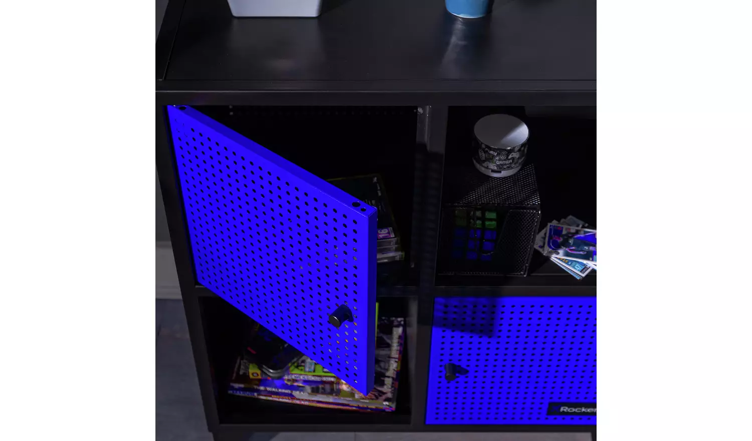 X Rocker Mesh-Tek Square 4 Cube Storage Unit- Blue and Black