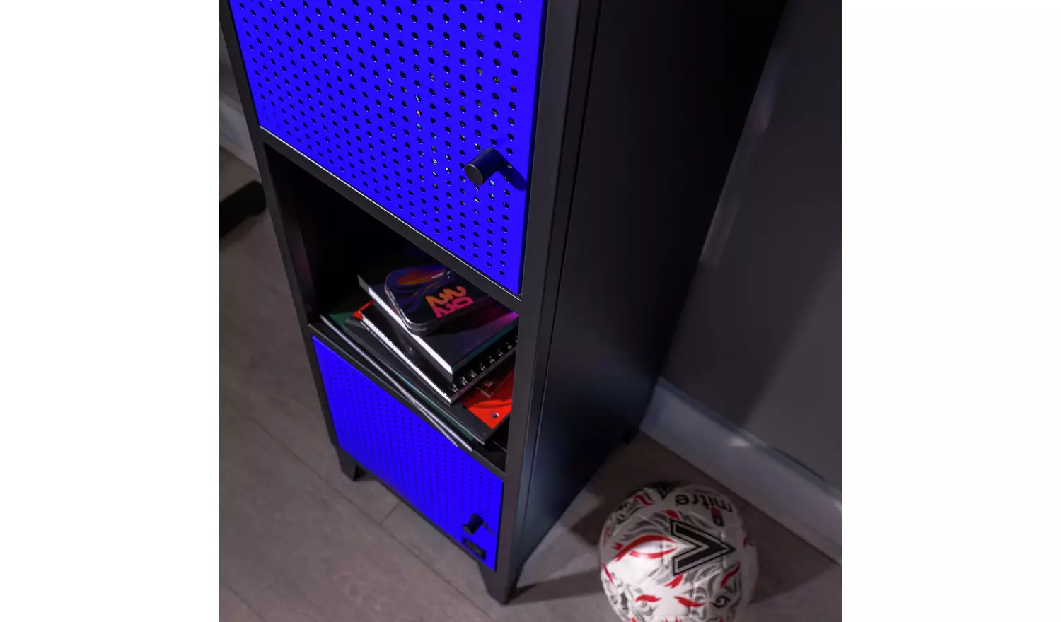 X Rocker Mesh-Tek Tall 5 Cube Storage Unit - Blue and Black