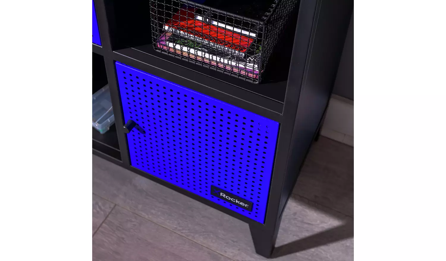X Rocker Mesh-Tek Wide 6 Cube Storage Unit - Blue and Black