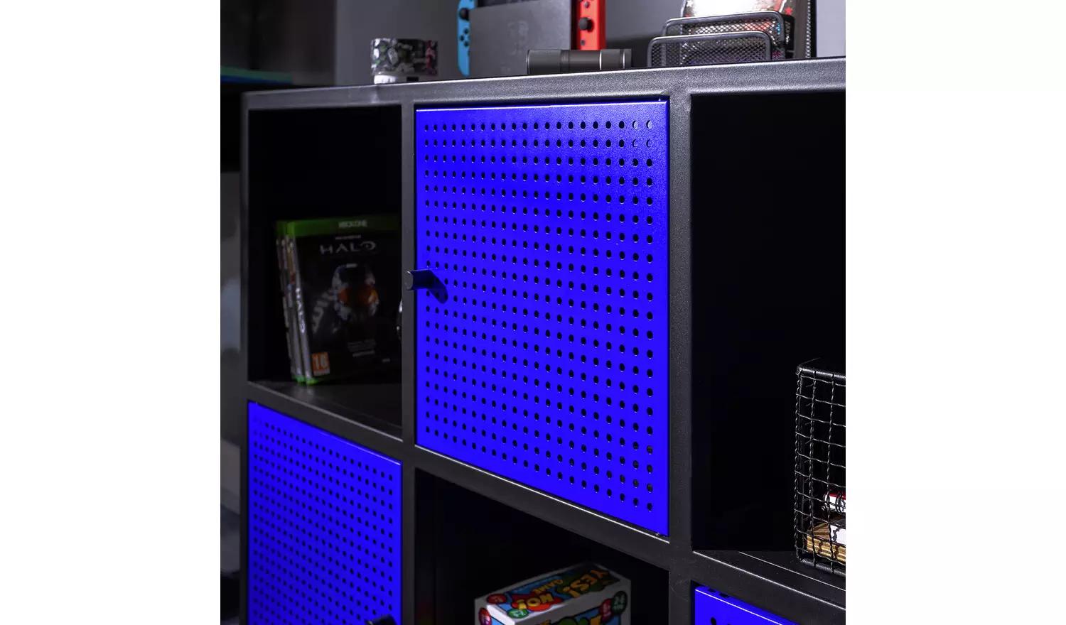 X Rocker Mesh-Tek Wide 6 Cube Storage Unit - Blue and Black