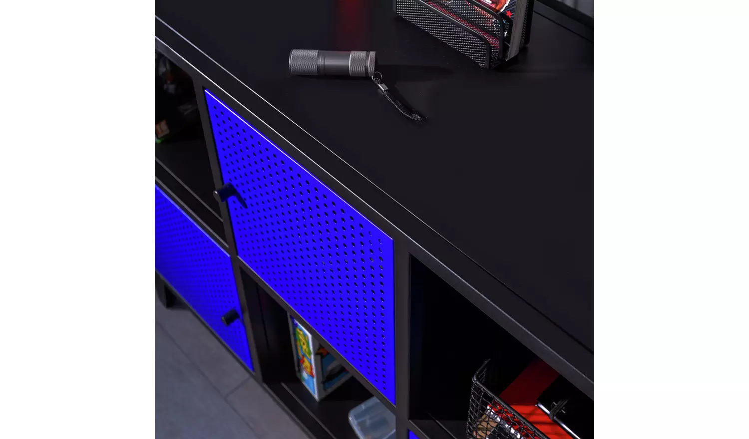 X Rocker Mesh-Tek Wide 6 Cube Storage Unit - Blue and Black