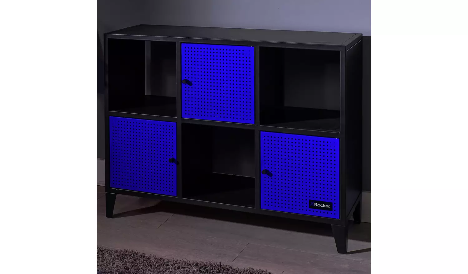 X Rocker Mesh-Tek Wide 6 Cube Storage Unit - Blue and Black