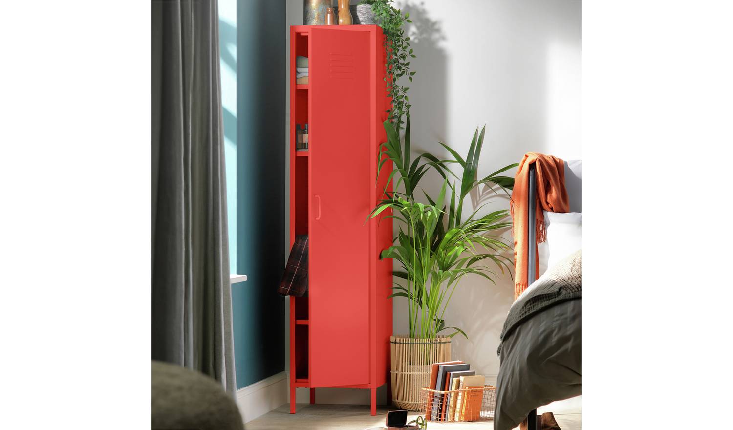 Habitat Tall 1 Door 4 Shelf Locker -Red