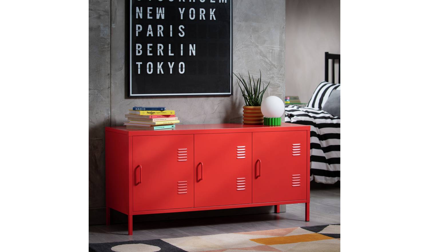 Habitat Stevie 3 Door Locker - Red