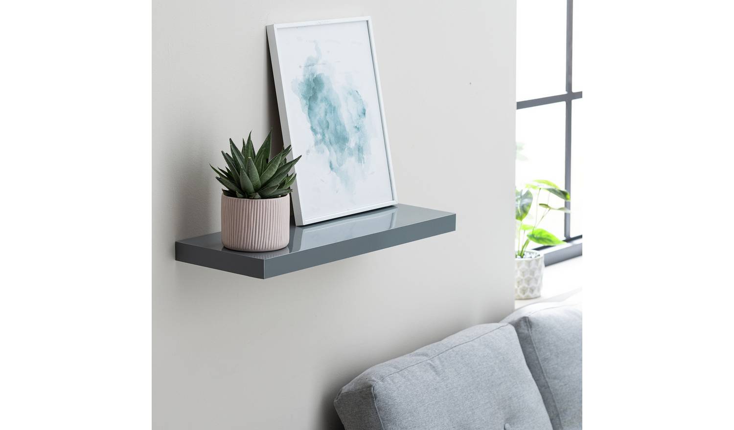 Argos Home Jak 60cm Floating Shelf - Grey Gloss