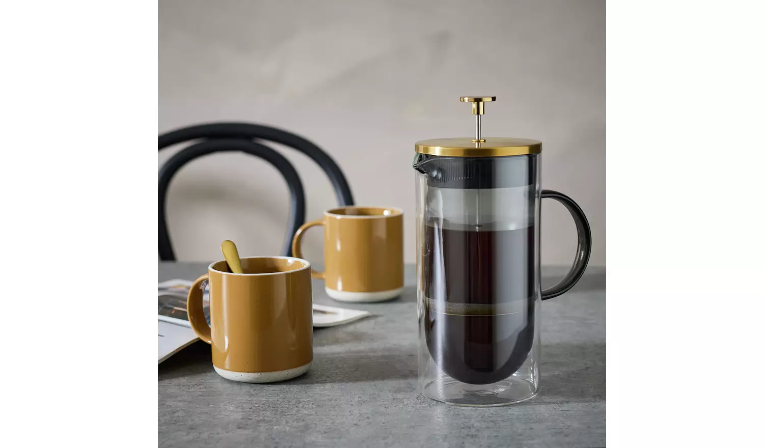 Habitat Smoked Glass 8 Cup 1000ml Cafetiere - Grey