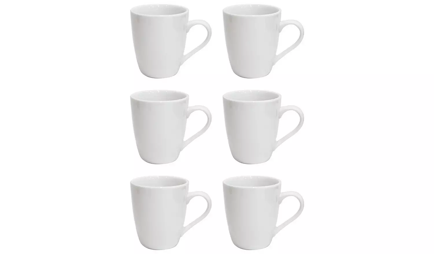 Home Essentials Set of 6 Porcelain Mugs – White