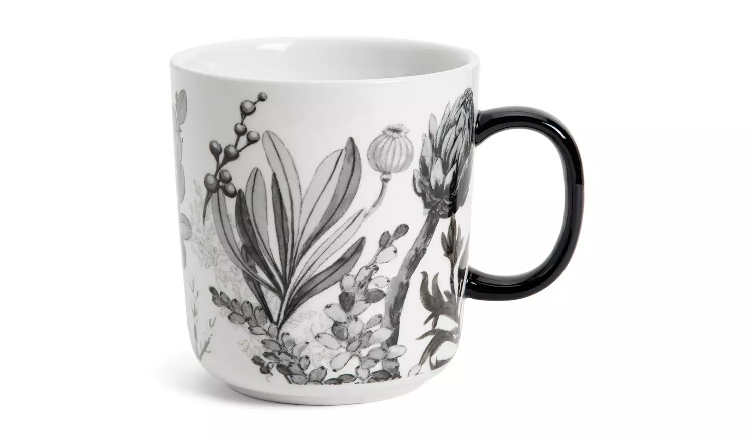 Habitat Monochrome Set of 4 Fine China Mugs - Grey