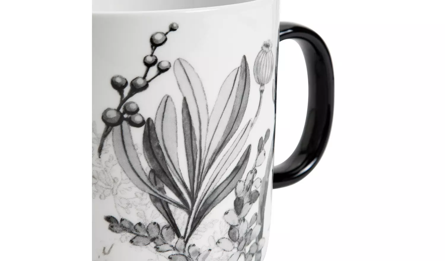 Habitat Monochrome Set of 4 Fine China Mugs - Grey