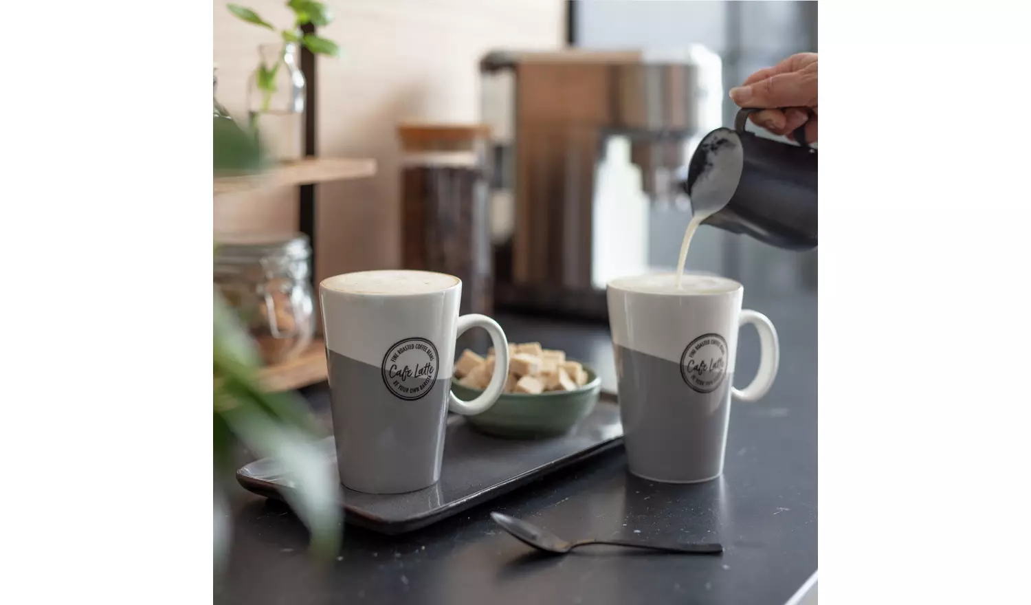 Habitat Set of 2 Latte Cup - Grey and White