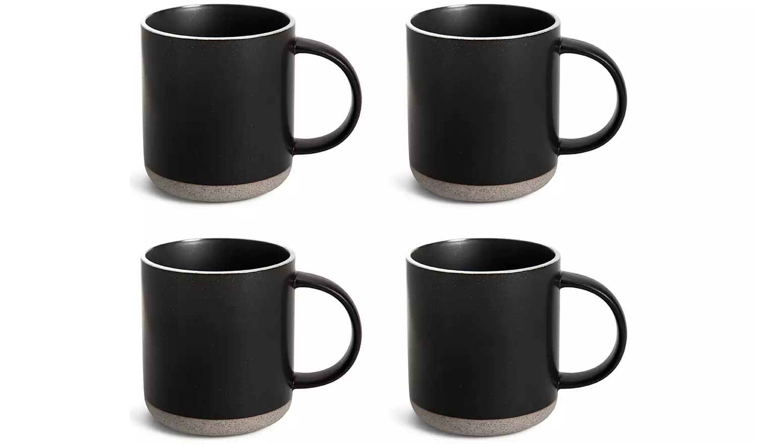 Habitat Raw Edge Set of 4 Stoneware Mug - Black