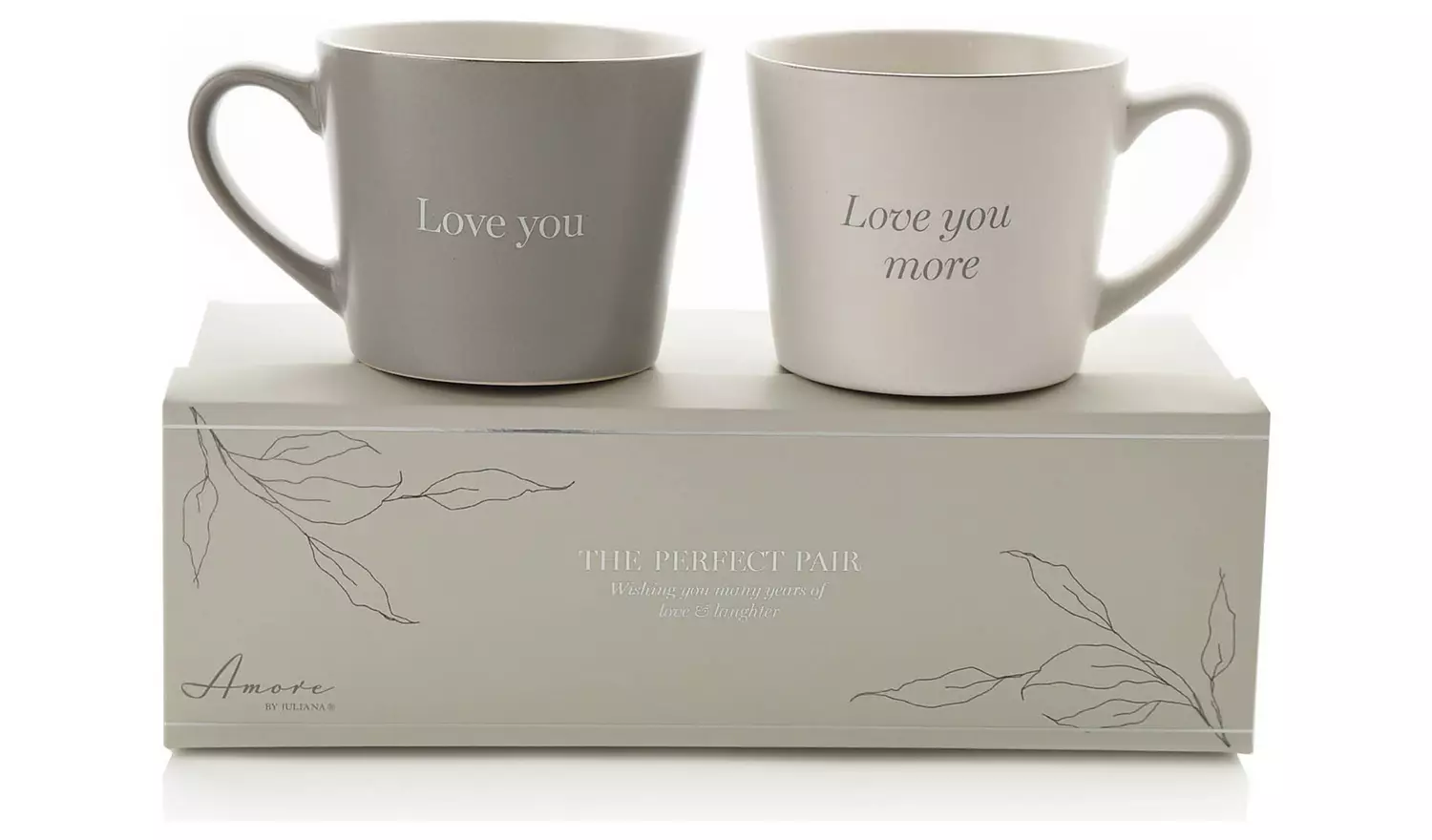 Amore Set of 2 Love Mugs - Grey & White