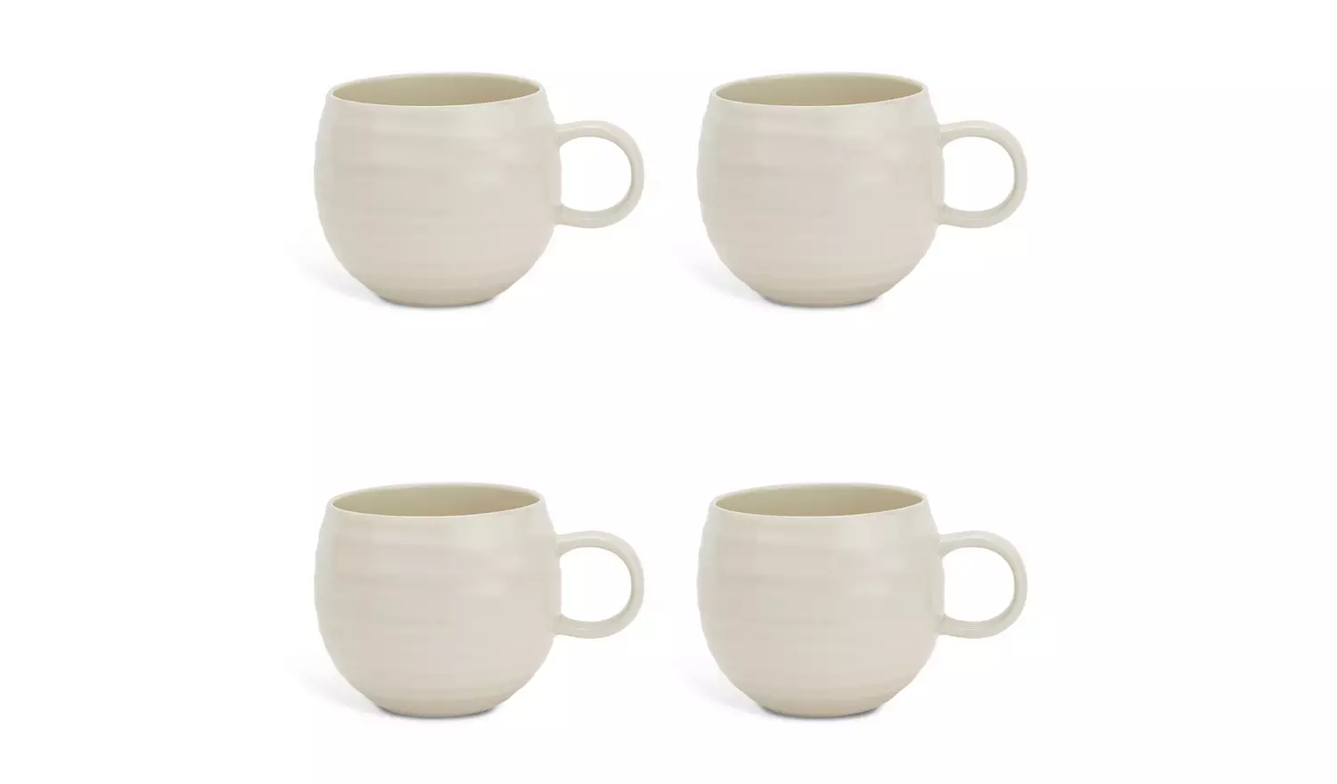 Habitat Ripple Set of 4 Stoneware Mugs - Cream