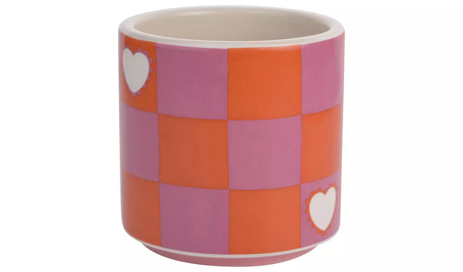 Raspberry Blossom Chequer And Heart Mug