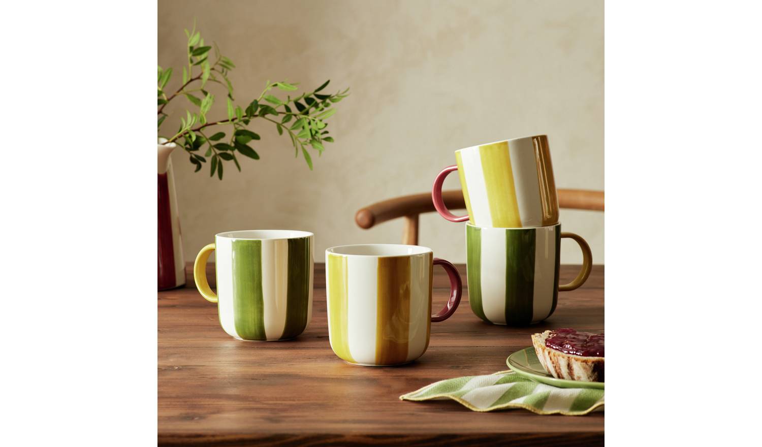 Habitat x Sanderson & National Trust Stripe Mugs 4pk