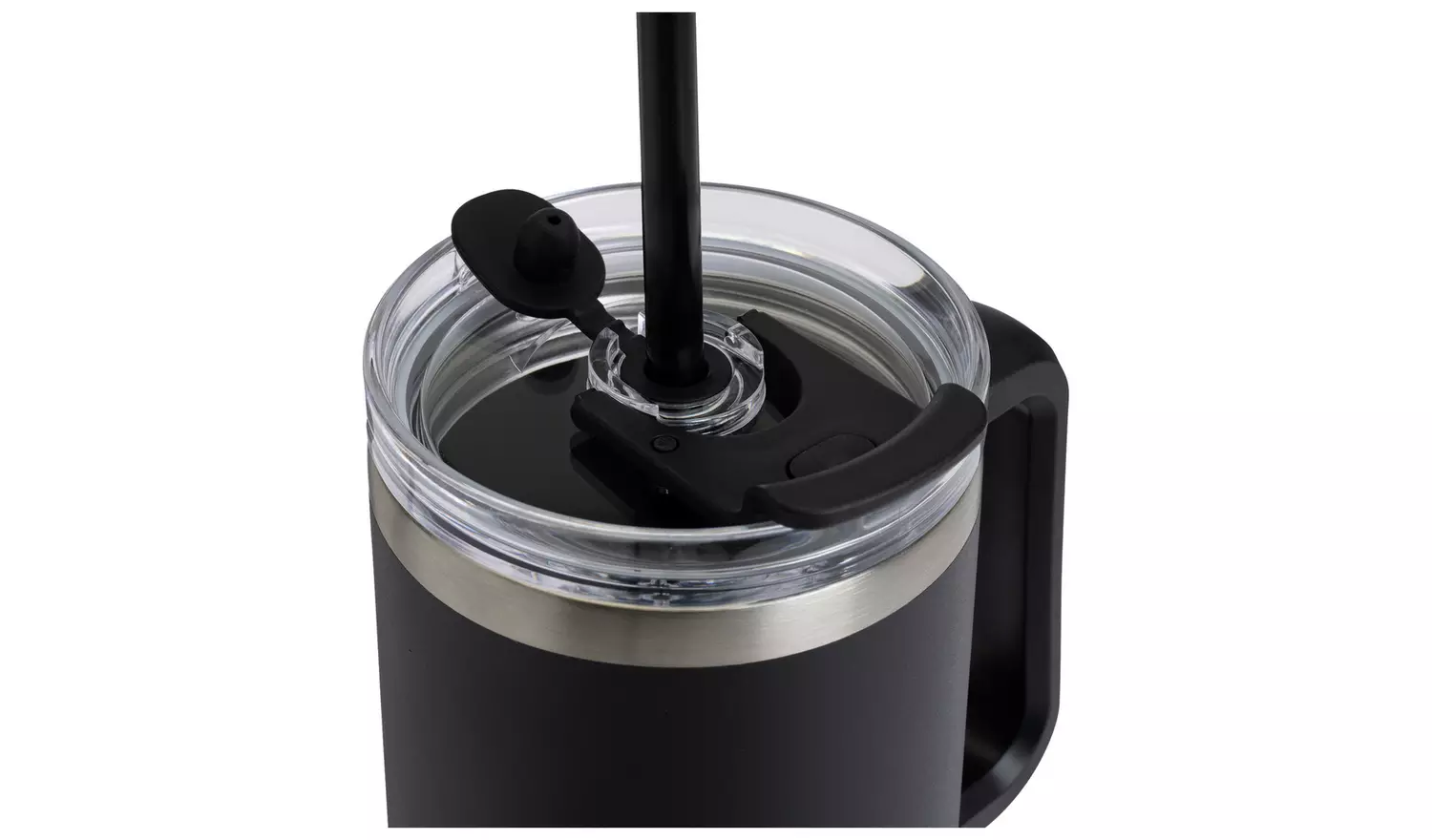 Home Black Handle Stainless Steel Travel Coffee Mug - 1180ml