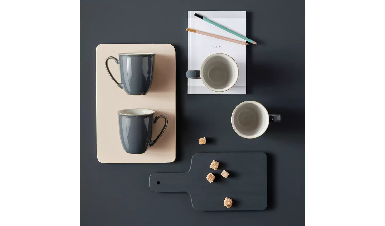 Denby Elements Set of 4 Stoneware Mugs - Fossil Grey