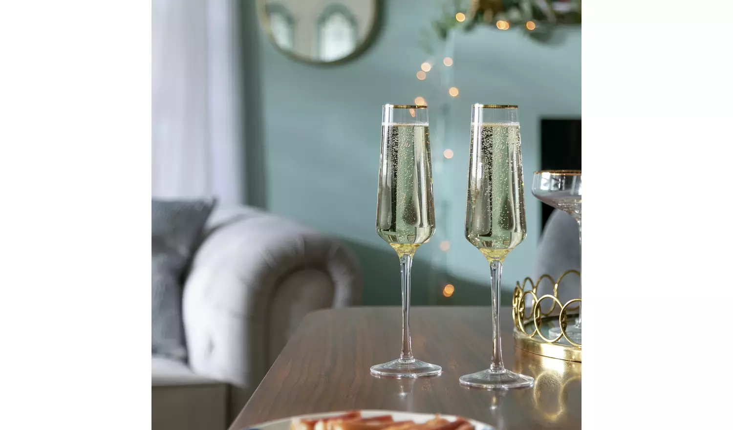 Habitat Gold Rim Set of 4 Prosecco Flute - Clear