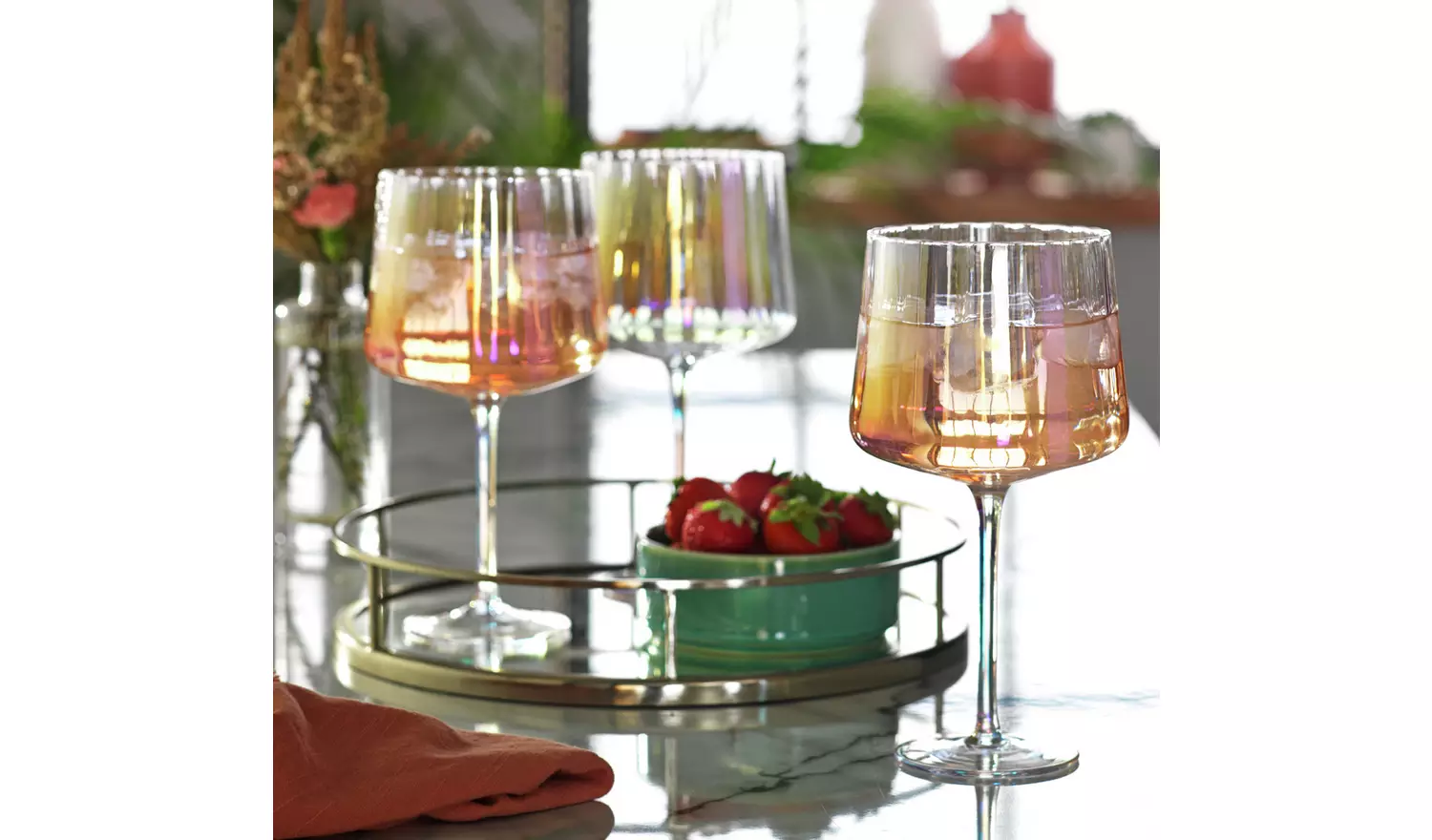 Habitat Iridescent Lustre Fluted Set of 4 Gin Glass