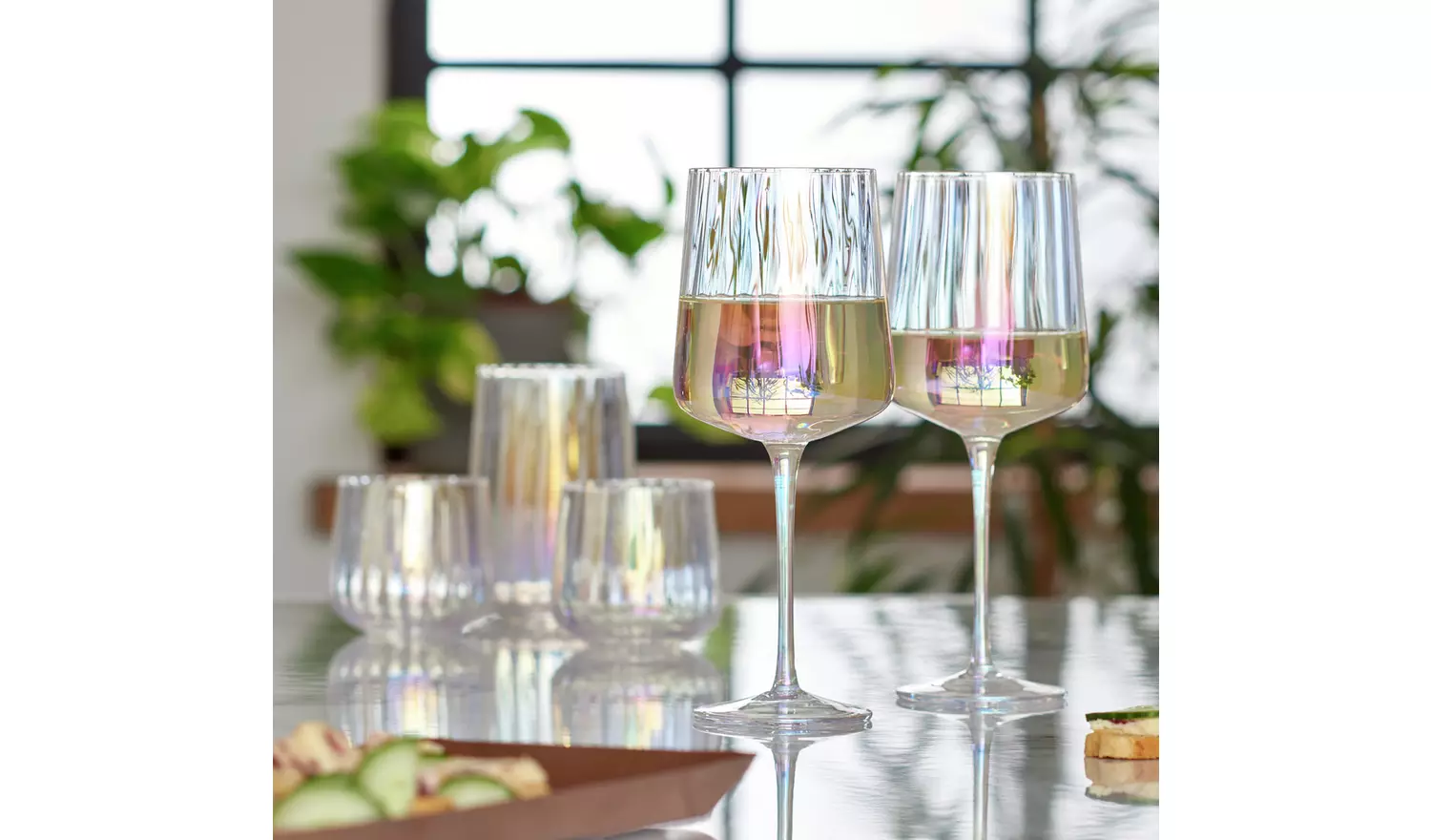 Habitat Iridescent Flute Wine Glass-Set of 4