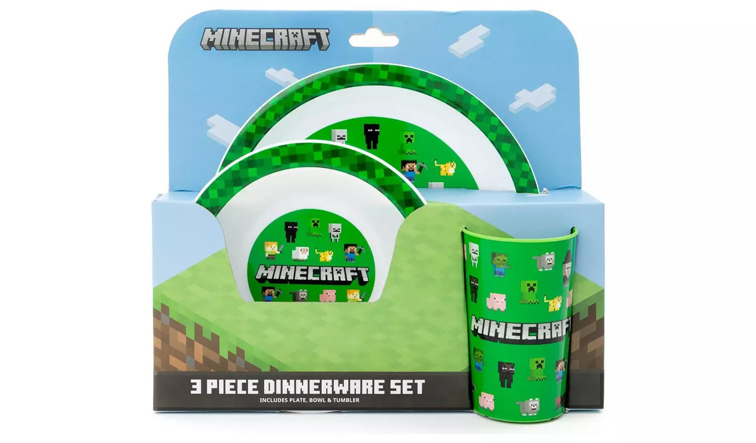 Zak Minecraft Kids Plastic Dinner Set - Green