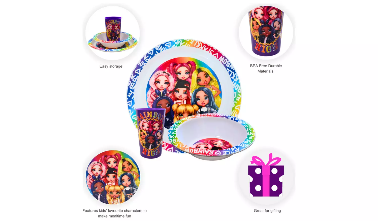 Zak Rainbow High Kids Plastic Dinner Set