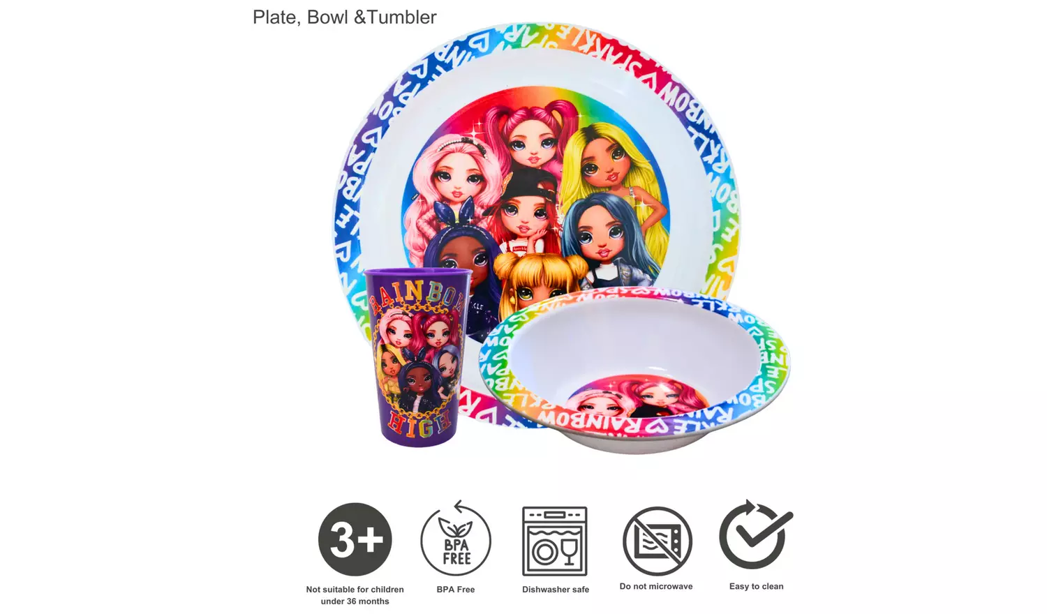 Zak Rainbow High Kids Plastic Dinner Set