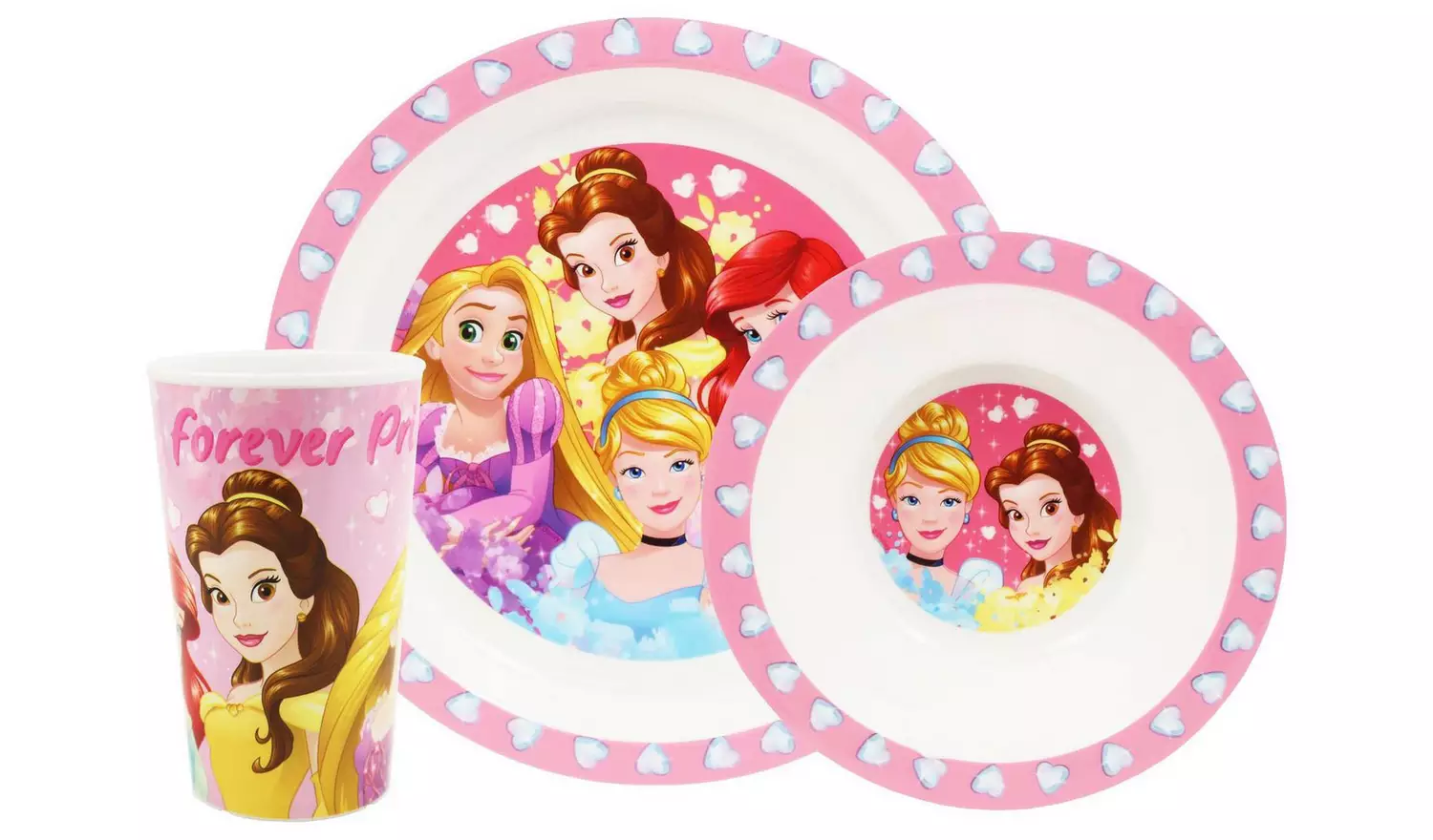 Disney Princess 3 Piece Tableware Dinner Set - Pink