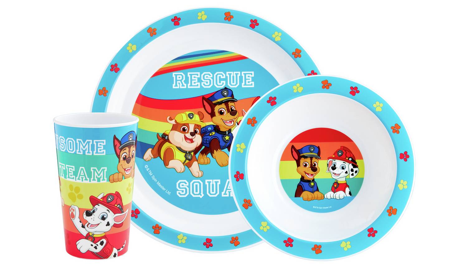 PAW Patrol Rainbow Kids Plastic Diner Set - Blue