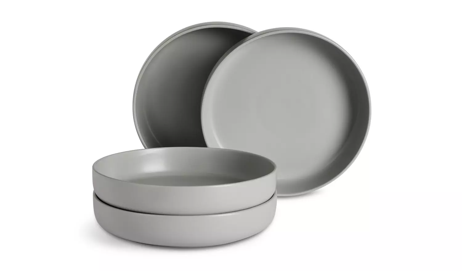 Habitat 4 Piece Stoneware Blates - Matte Grey