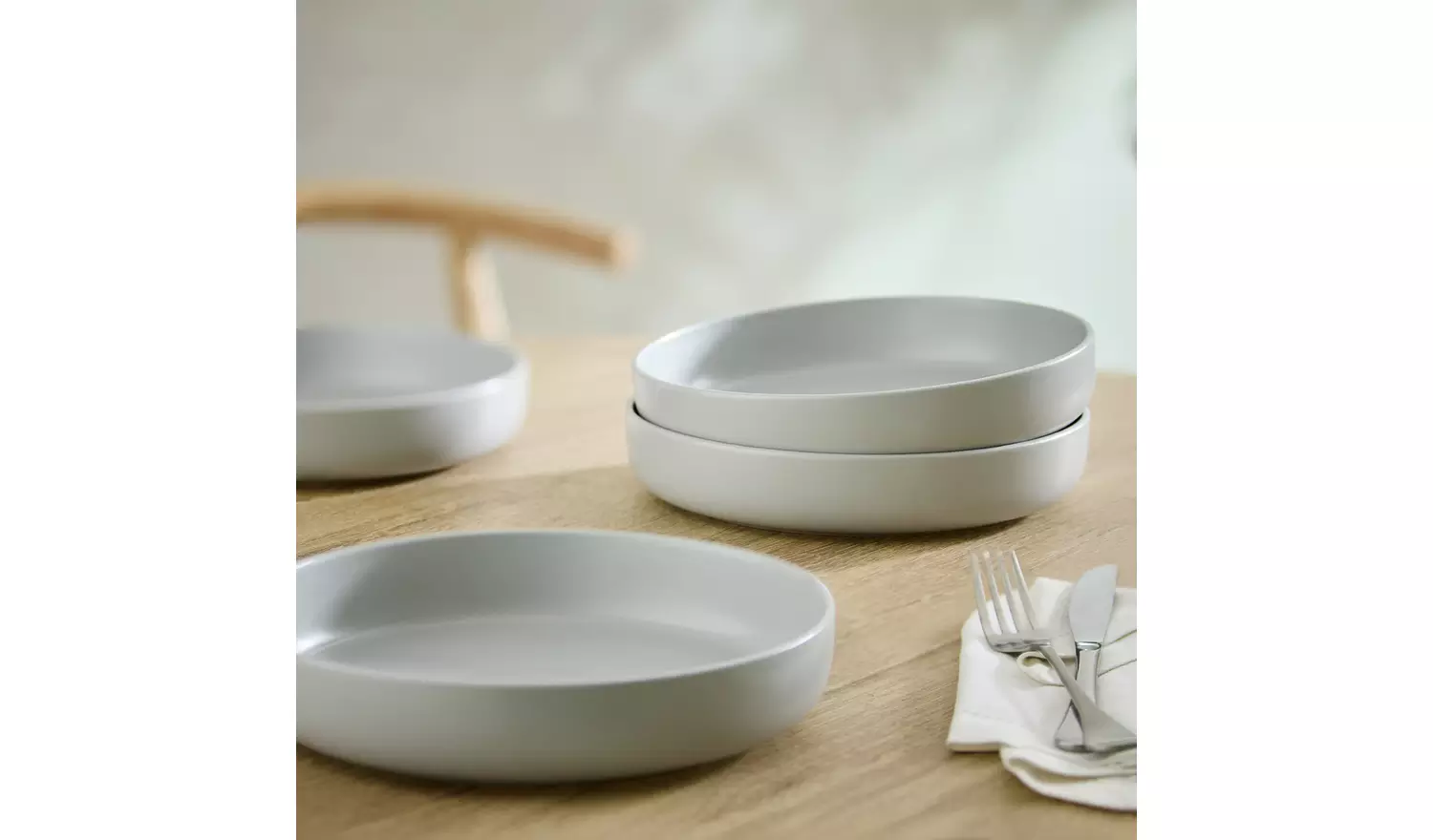 Habitat 4 Piece Stoneware Blates - Matte Grey