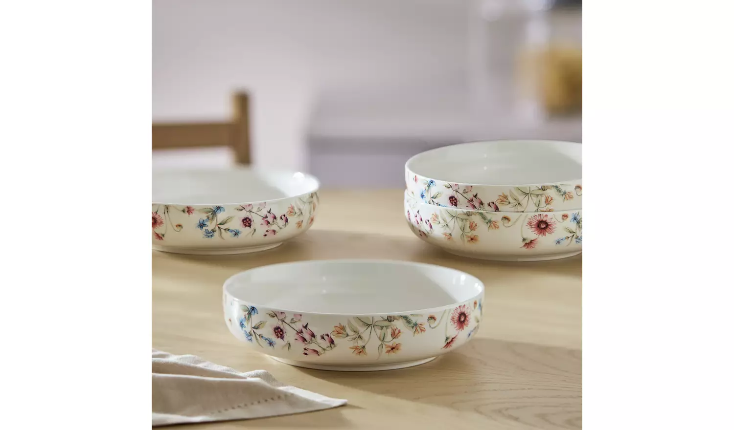 Argos Home 4 Piece Stoneware Pasta Bowls - Cream