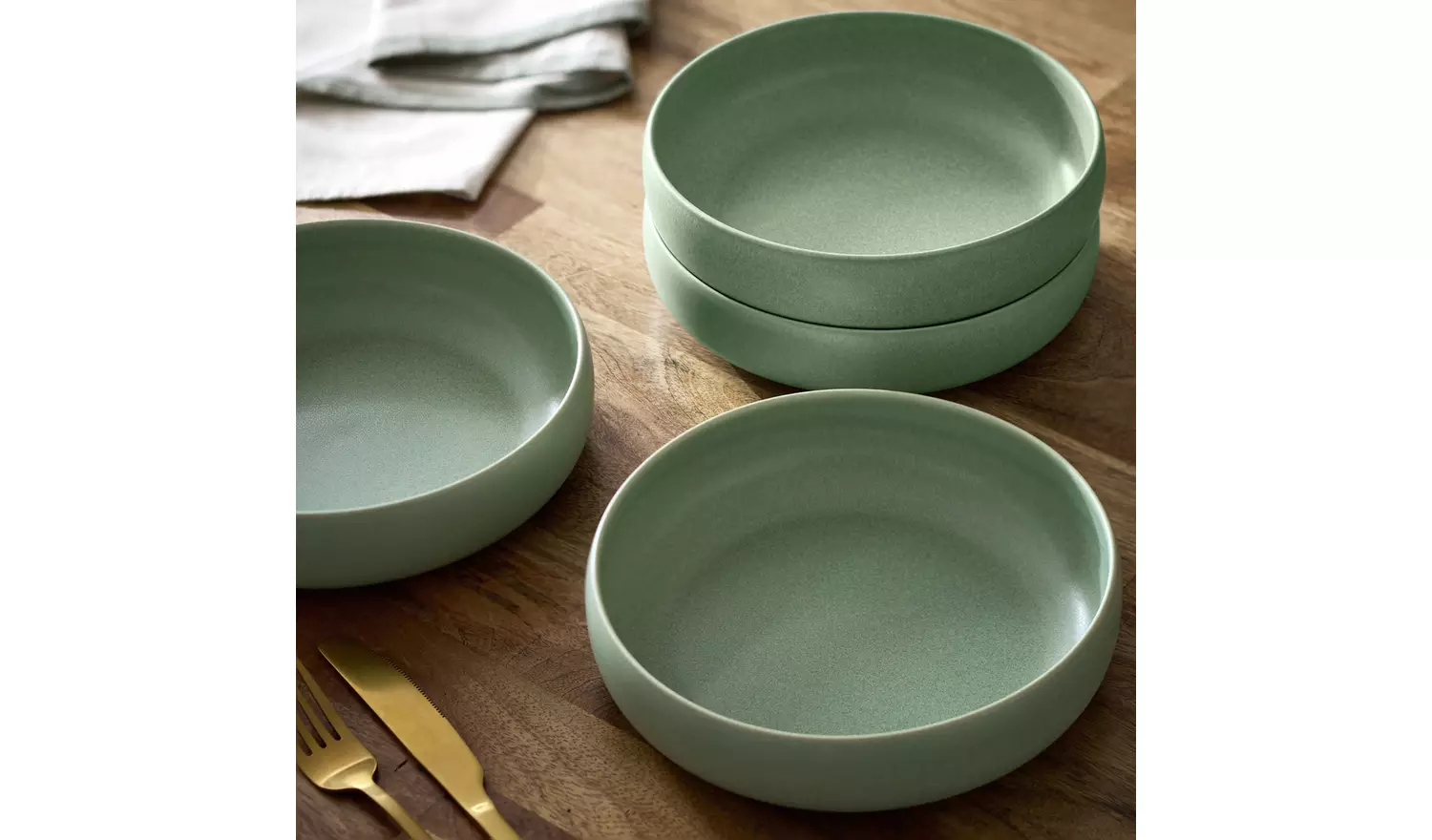 Habitat 4 Piece Reactive Stoneware Pasta Bowls - Green
