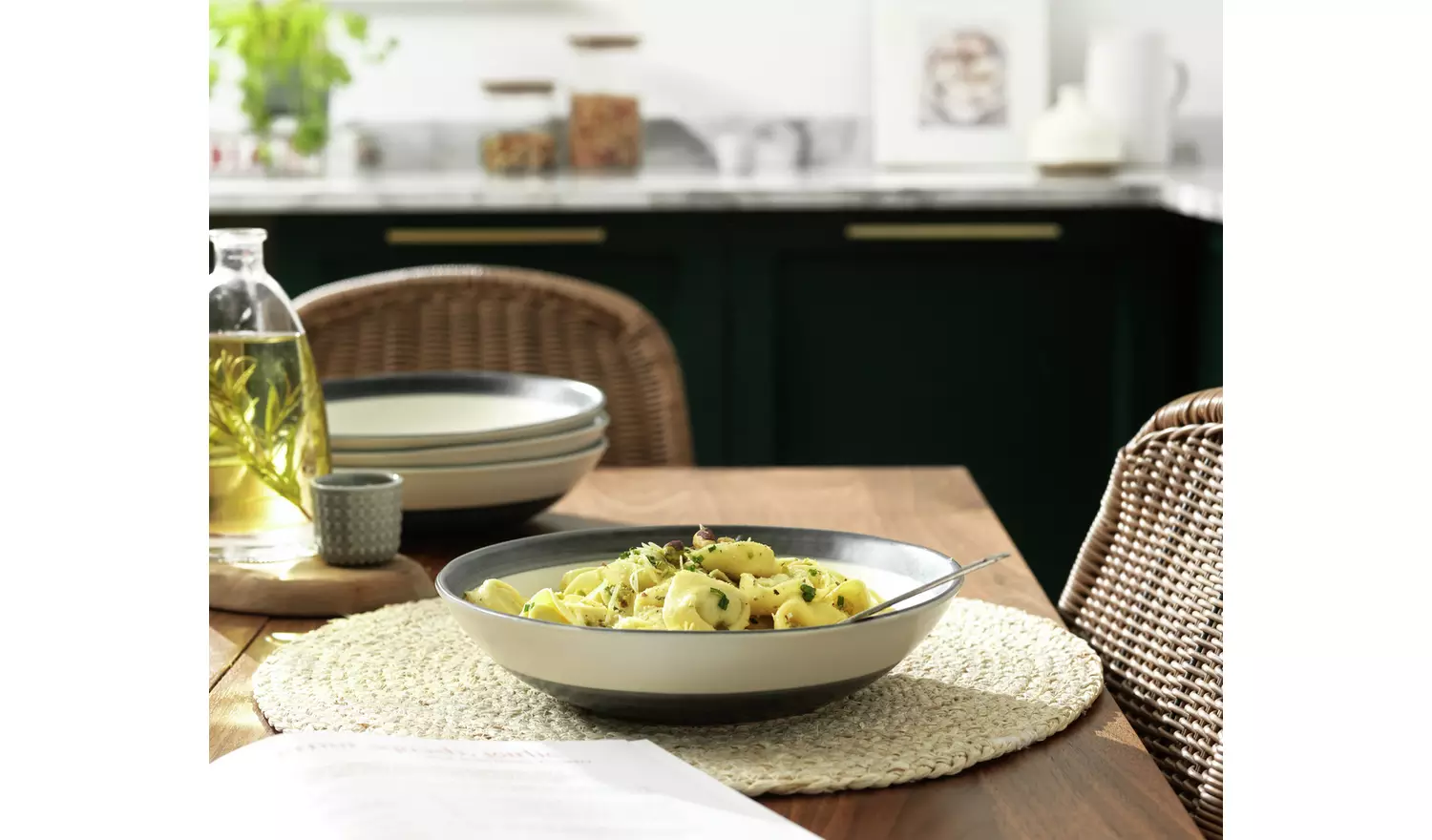 Habitat Stripe 4 Piece Stoneware Pasta Bowl - Blue