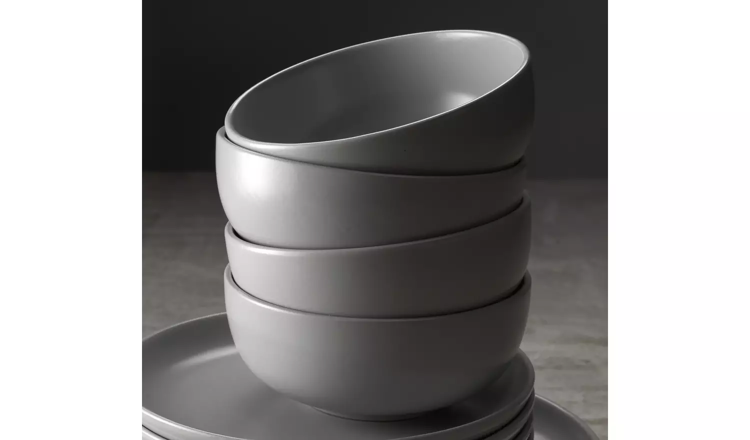 Habitat 12 Piece Stoneware Dinner Set - Matt Grey