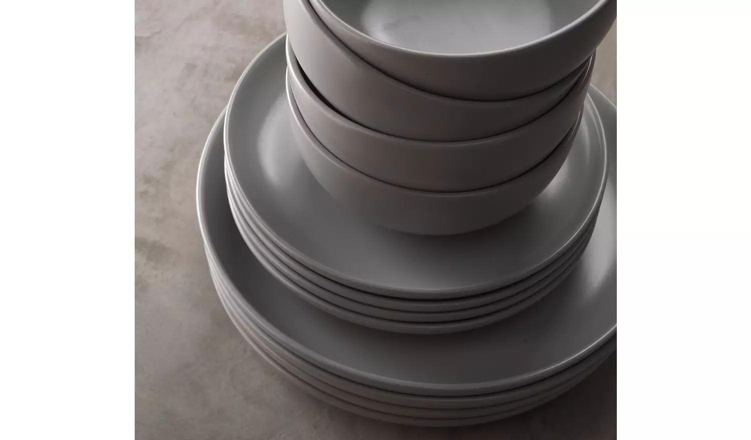 Habitat 12 Piece Stoneware Dinner Set - Matt Grey