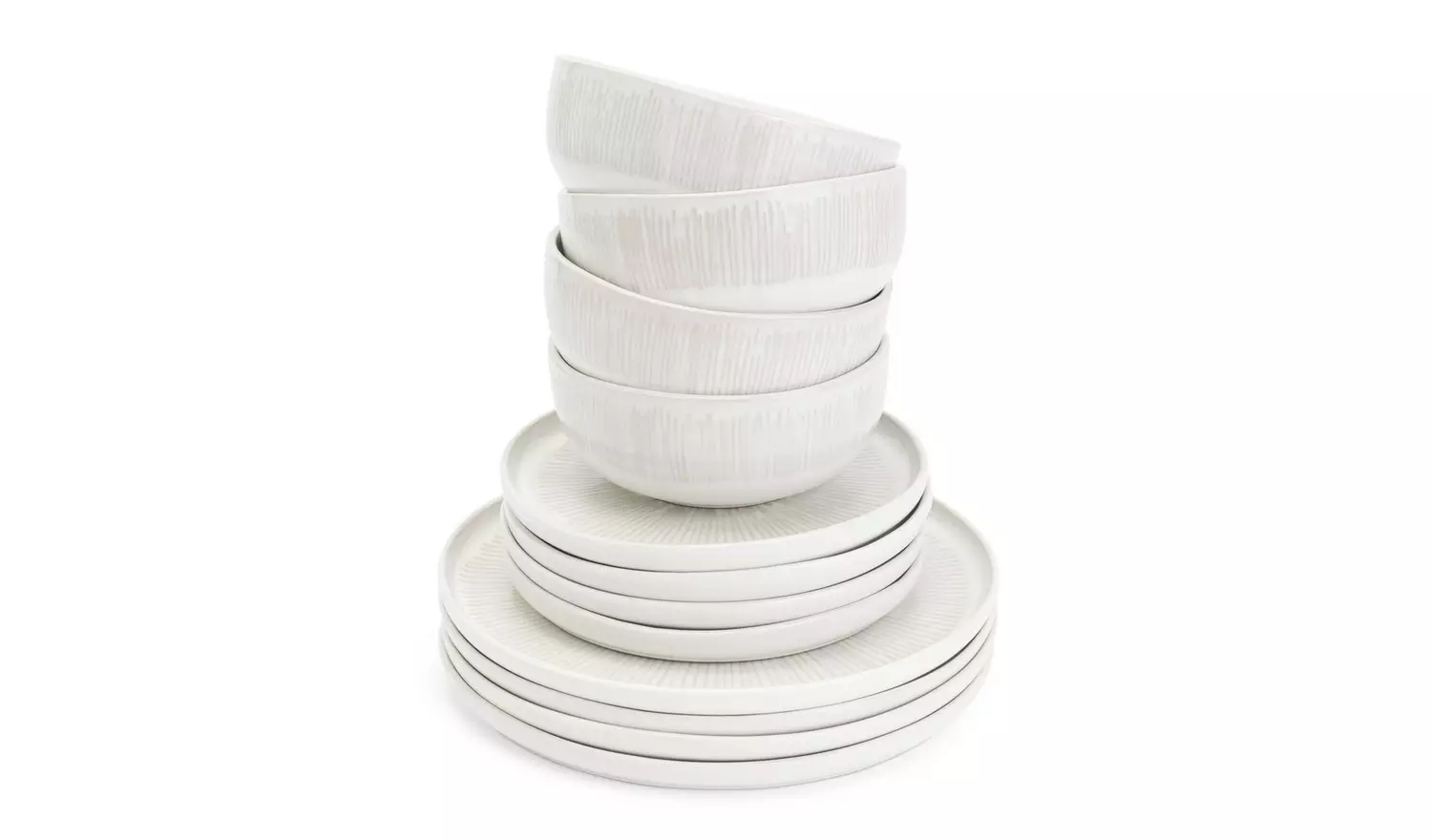 Habitat Wax Resist 12 Piece Stoneware Dinner Set - White