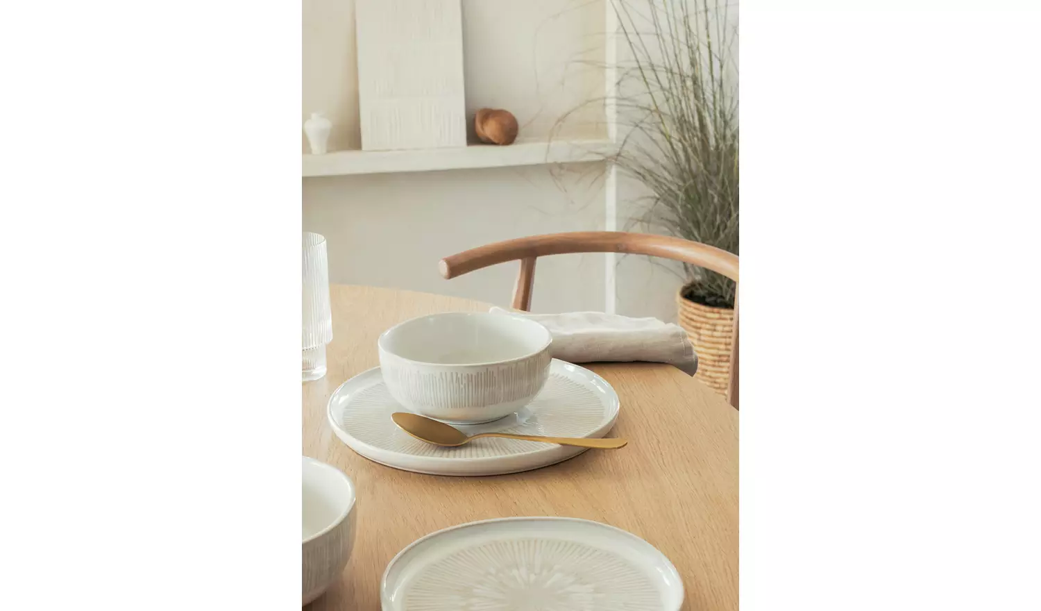 Habitat Wax Resist 12 Piece Stoneware Dinner Set - White