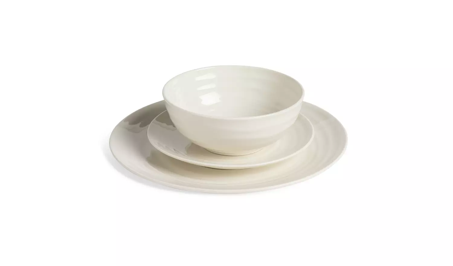Habitat Ripple 12 Piece Stoneware Dinner Set - Cream