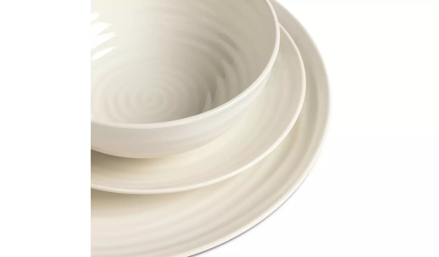 Habitat Ripple 12 Piece Stoneware Dinner Set - Cream