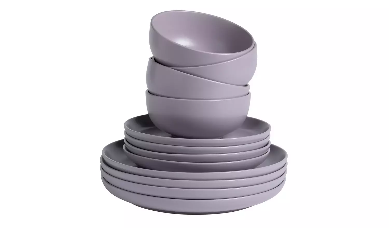 Habitat Matte Glaze 12 Piece Stoneware Dinner Set - Lilac