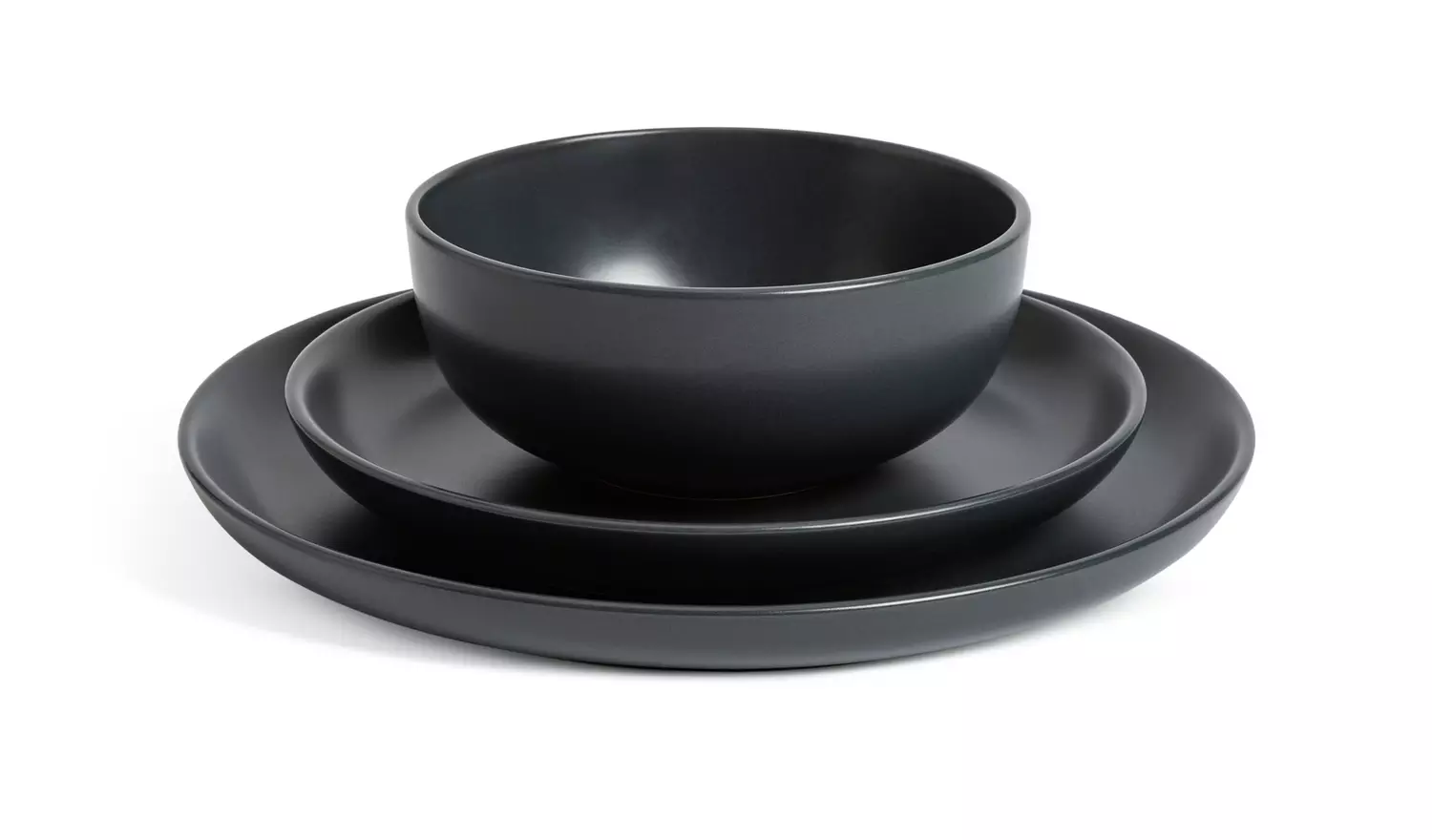 Habitat Matte Glaze 12 Piece Stoneware Dinner Set - Charcoal