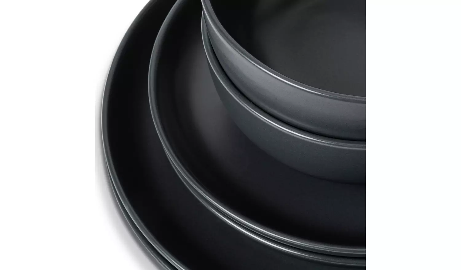 Habitat Matte Glaze 12 Piece Stoneware Dinner Set - Charcoal