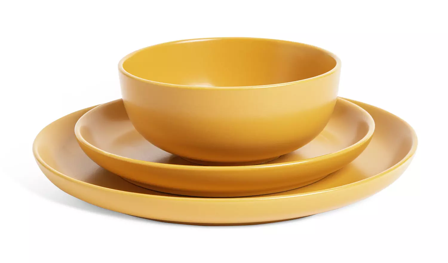 Habitat Matte Glaze 12 Piece Stoneware Dinner Set - Mustard
