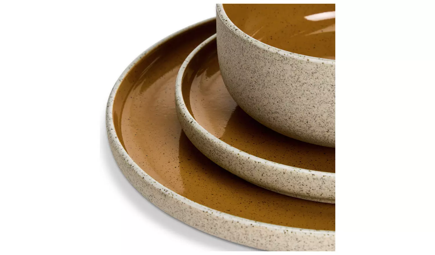 Habitat Raw Edge Speckle 12 Piece Stoneware Dinner Set-Camel