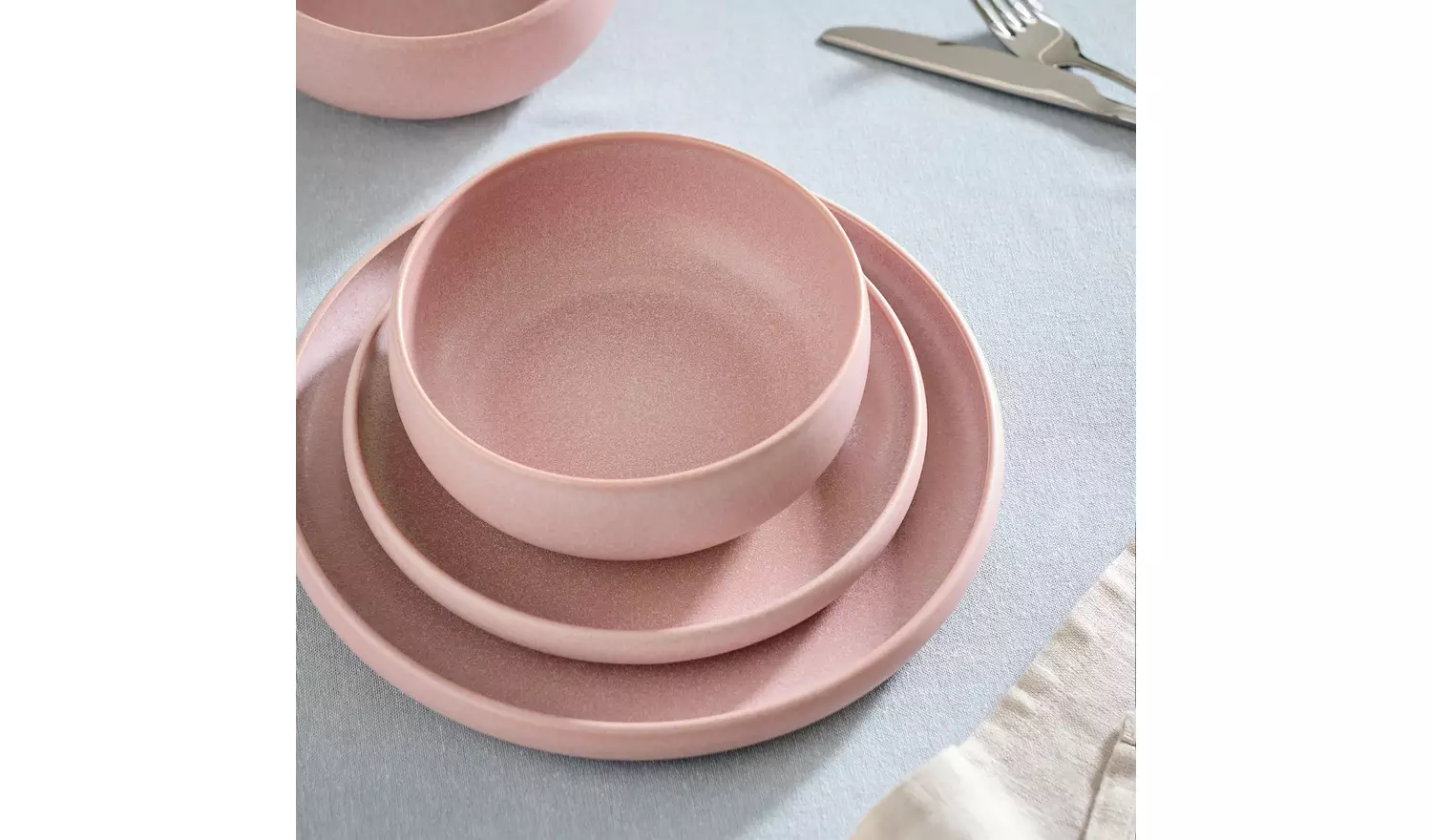 Habitat 12 Piece Reactive Stoneware Dinner Set - Pink